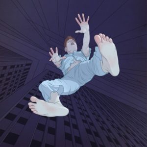 cartoon of a falling man 