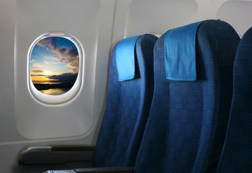 photo of an airplane window seat