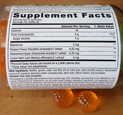 vitafusion sleepwell ingredients label