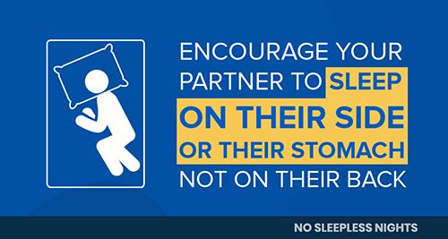 infographic saying snorers should sleep on their side or stomach, not their back