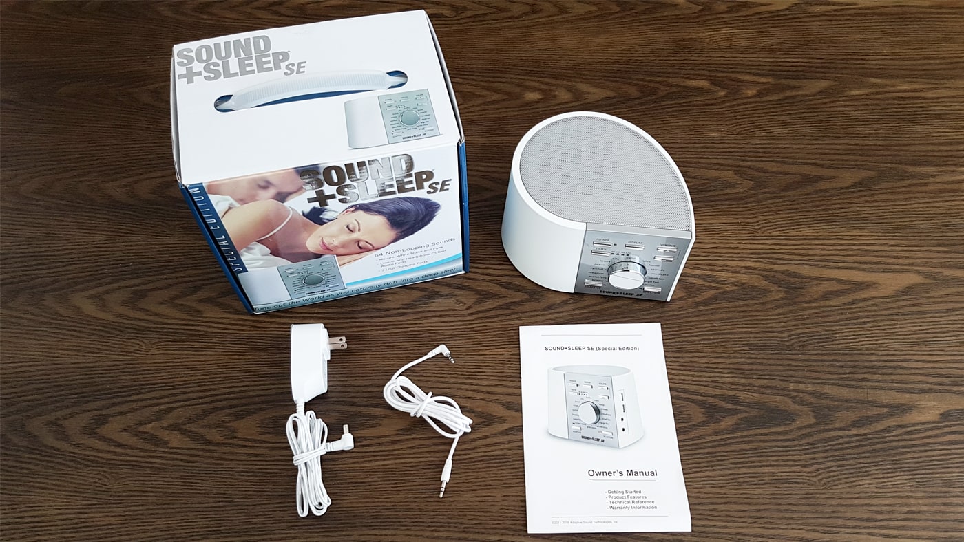 Sound+sleep special edition with the box, manual, charging cable and audio in cable
