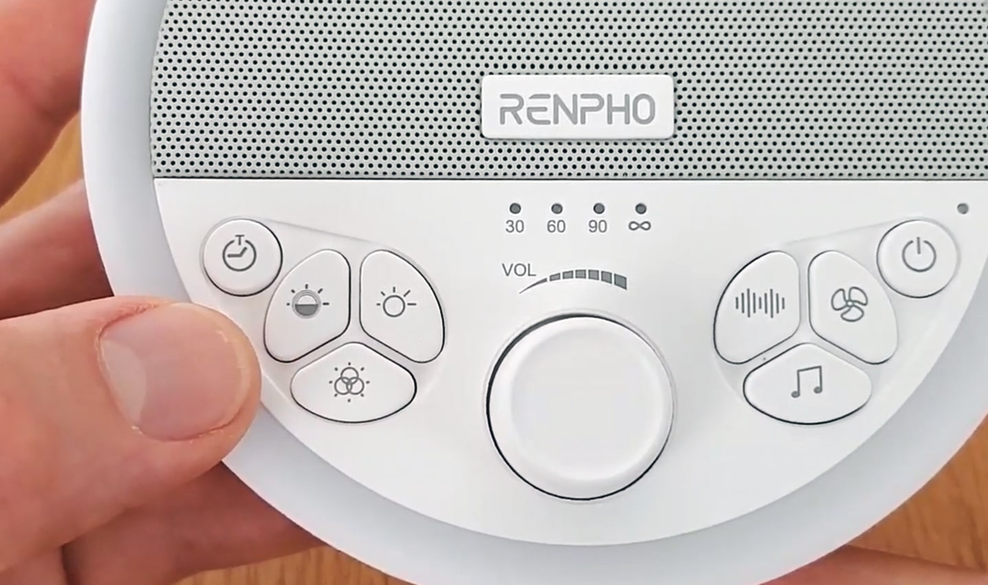 Renpho white noise machine nightlight buttons
