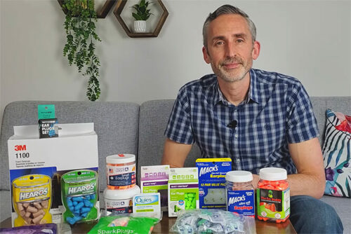 Ethan Green with many brands of earplugs