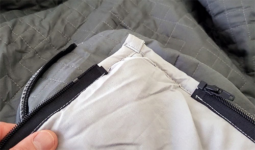 gravity blanket new zipper system with a zip on two edges