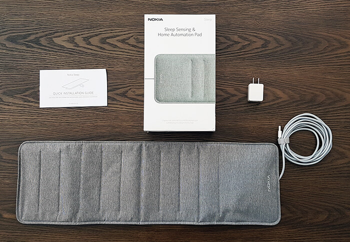 withings sleep tracker, the box, charger and instruction manual