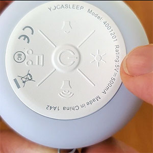 yogasleep travel mini buttons close up