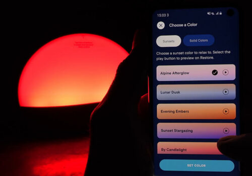 app screen showing the hatch restore sunset options