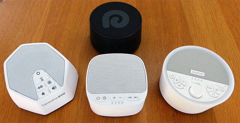 Dreamegg D3 pro, LectroFan Evo, Magicteam, and Renpho white noise machines