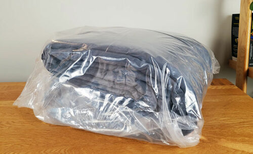 photo of the Cosi Home weighted blanket in its plastic wrapper