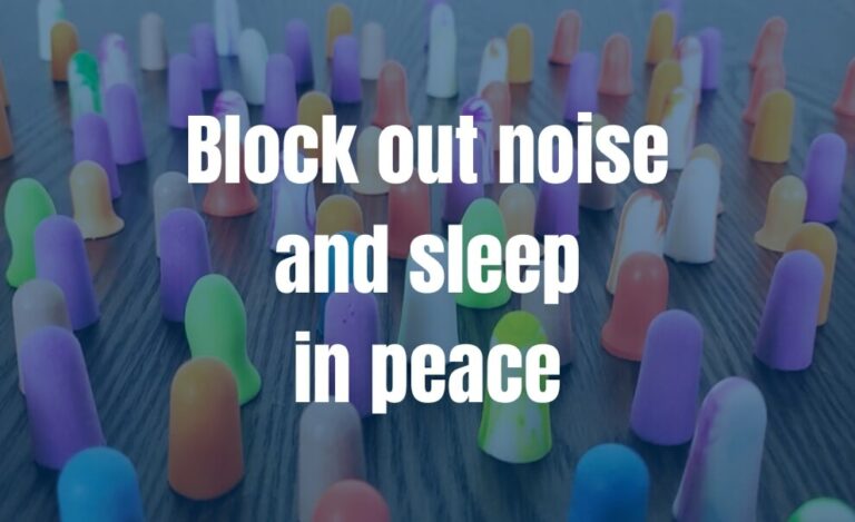 photo of many earplugs with text saying: block out noise and sleep in peace