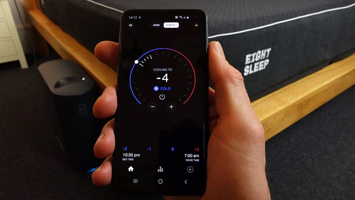 App screen of the Eight Sleep Pod Cover 3 showing the cooling function