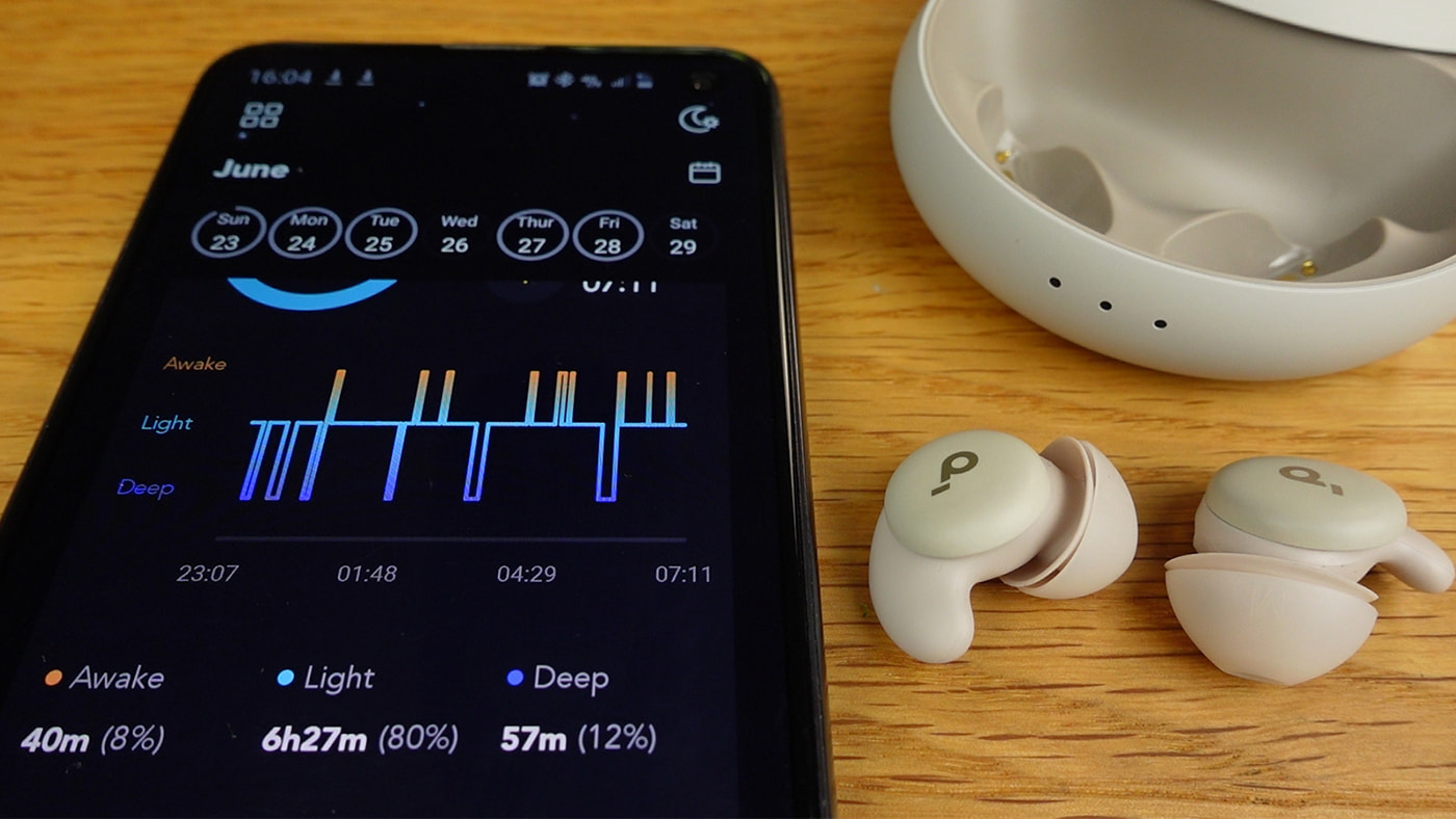 Soundcore Sleep A20 sleep tracking graph on a phone