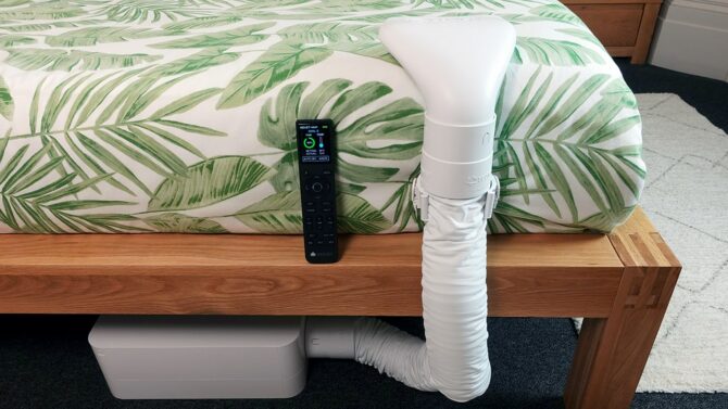 BedJet 3 set up in a bedroom