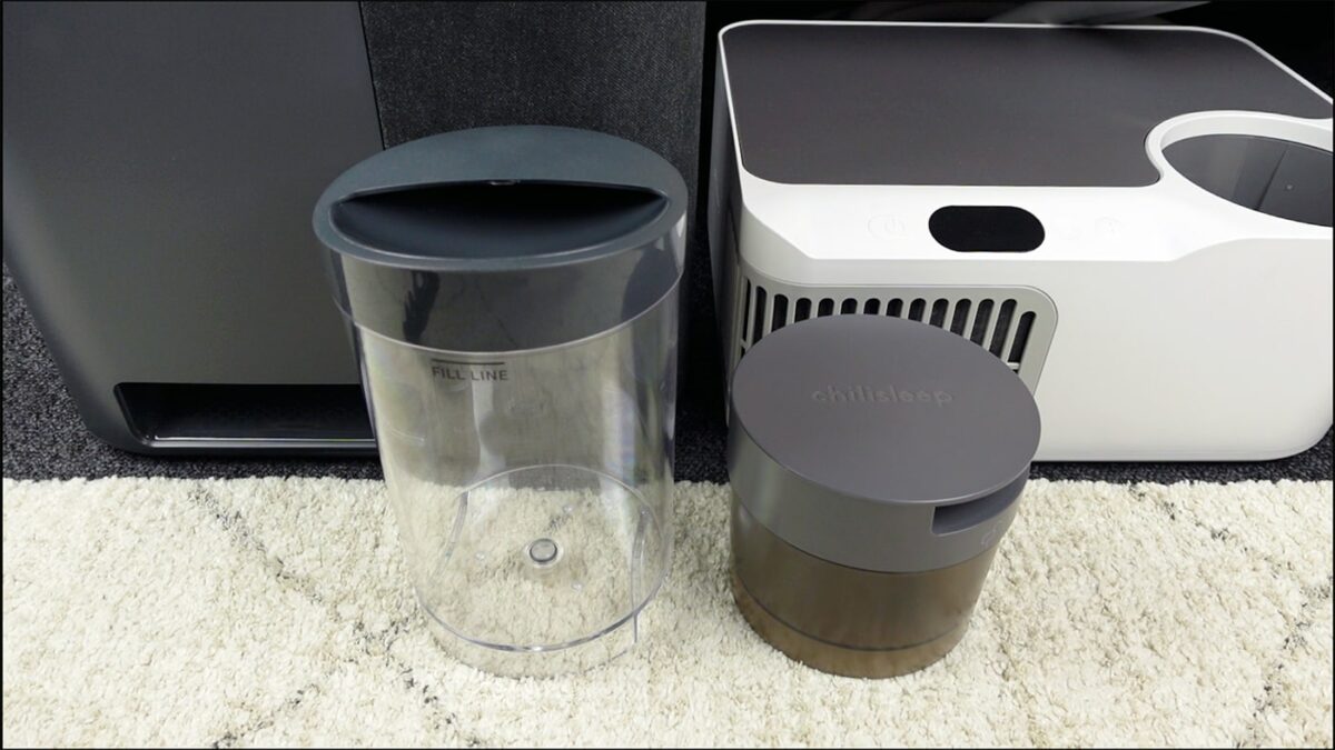 photo comparing the Chilipad Dock Pro and Eight Sleep pod 3 water reservoir