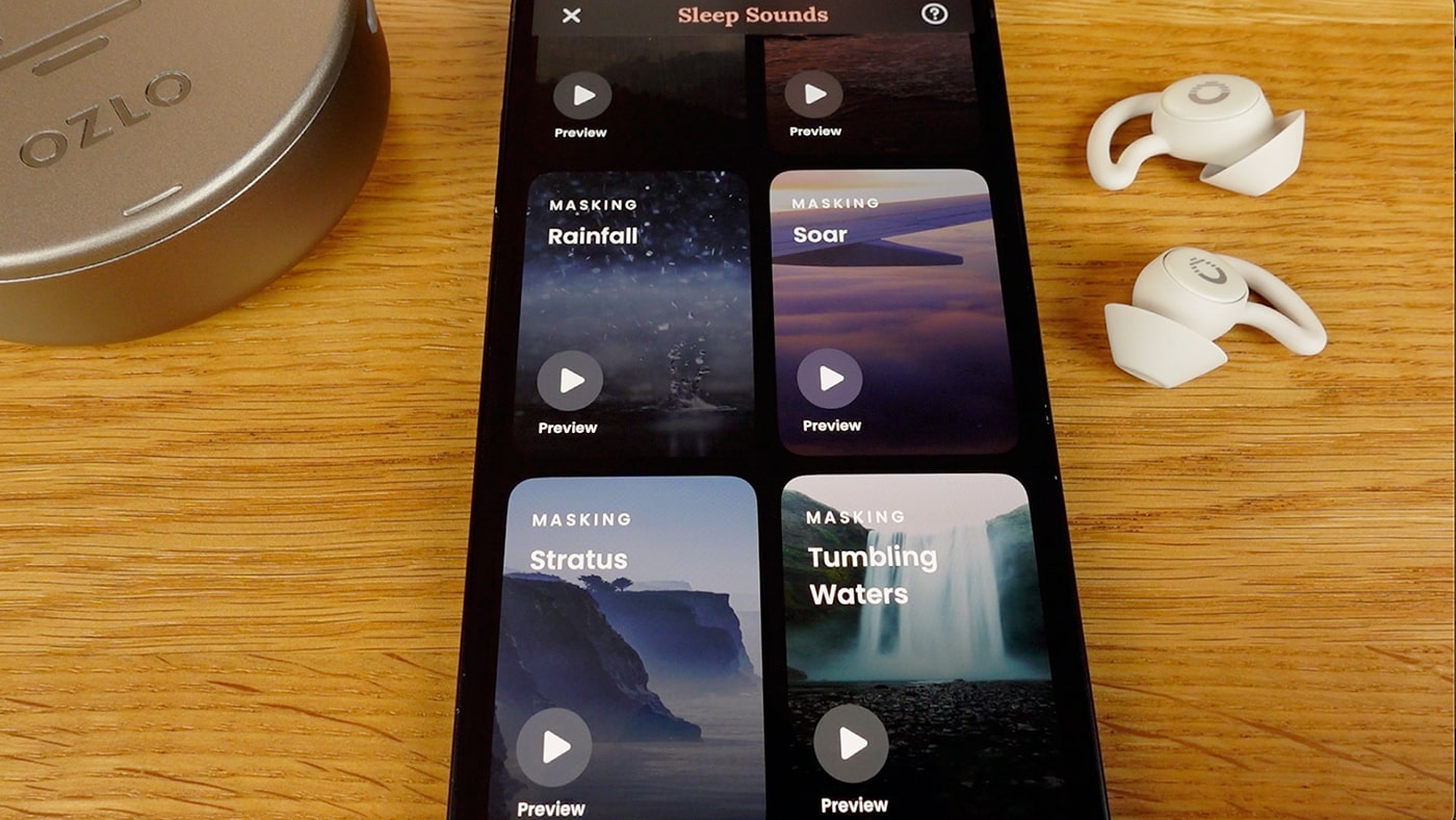 Ozlo Sleepbuds app sleep sounds