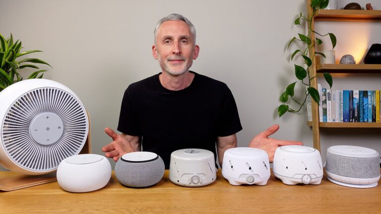man testing 7 fan white noise machines