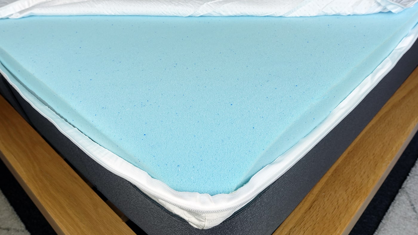 Close up photo of the inner memory foam section of the Panda mattress topper 