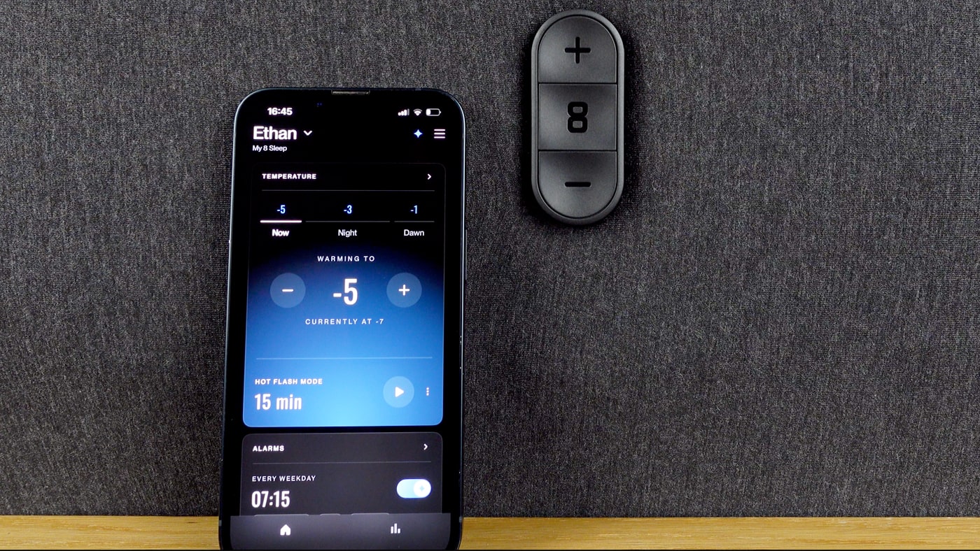 Eight Sleep Pod 5 physical buttons and corresponding app controls