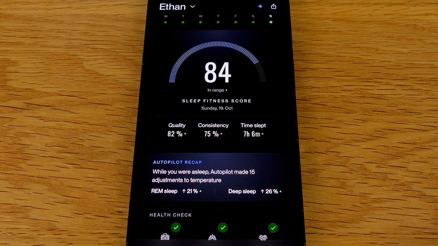 Eight Sleep Pod 5 sleep tracking app screen