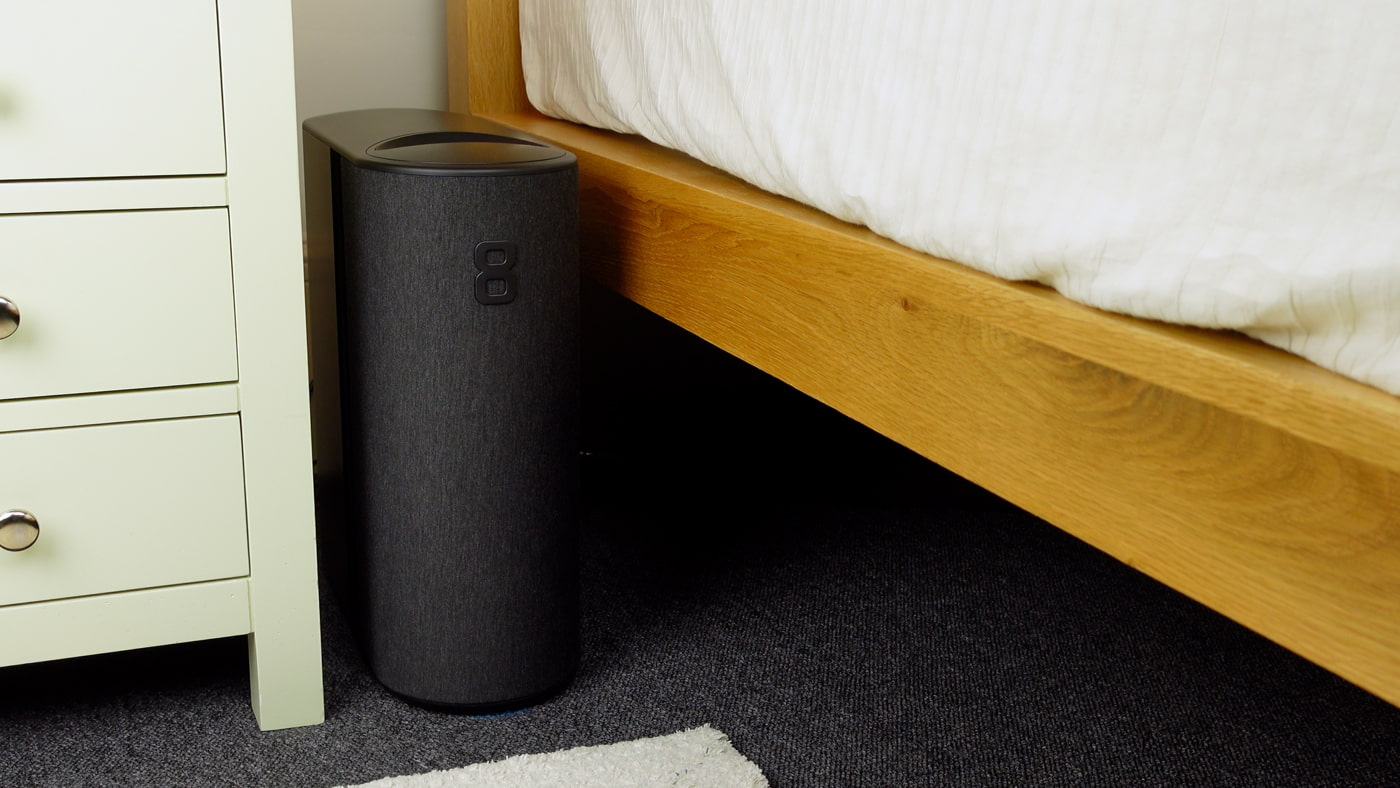 Eight Sleep Pod 5 hub next to a bed