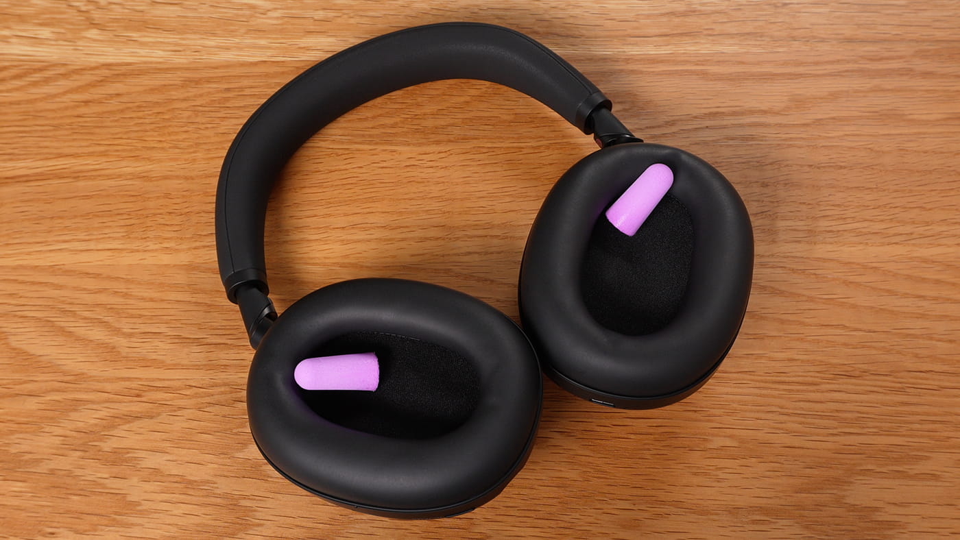 Sony WH-1000XM6 and Flents Quiet Time earplugs